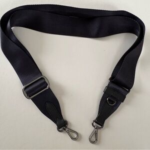 New MZ Wallace Navy Nylon  Adjustable Bag Strap with Black Leather Accents